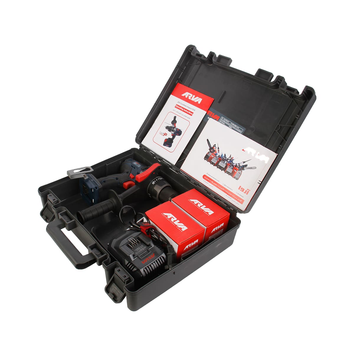 brushless-cordless-impact-drill-model-5816-3 دریل پیچ گوشتی شارژی چکشی براشلس ۲۰ ولت آروا