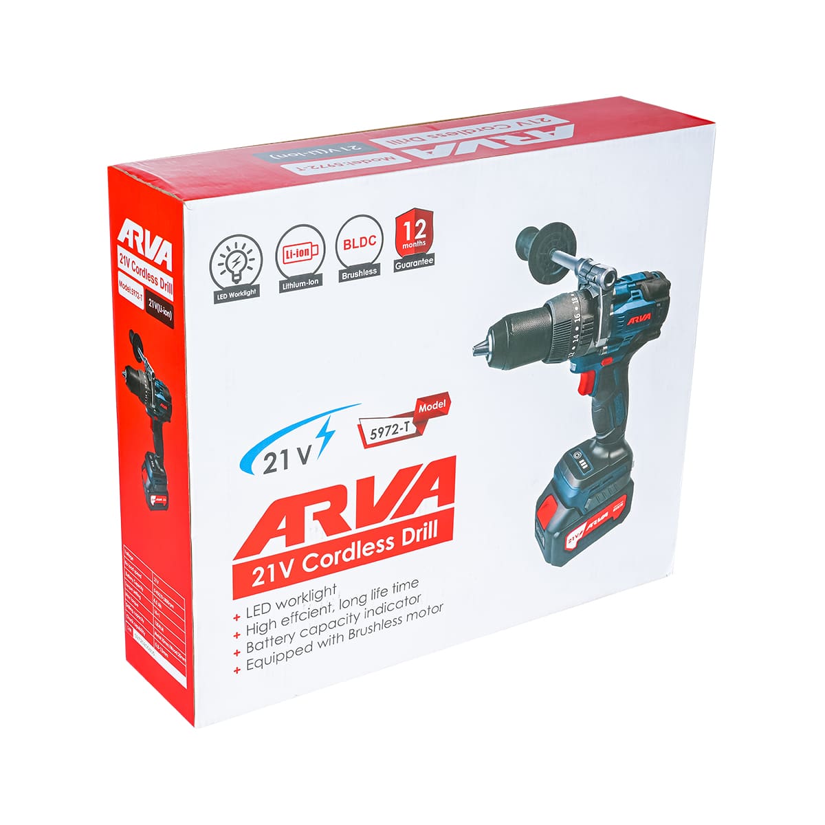 impact-drill-model-5972-T-4 دریل چکشی براشلس ۲۱ ولت فوق صنعتی آروا