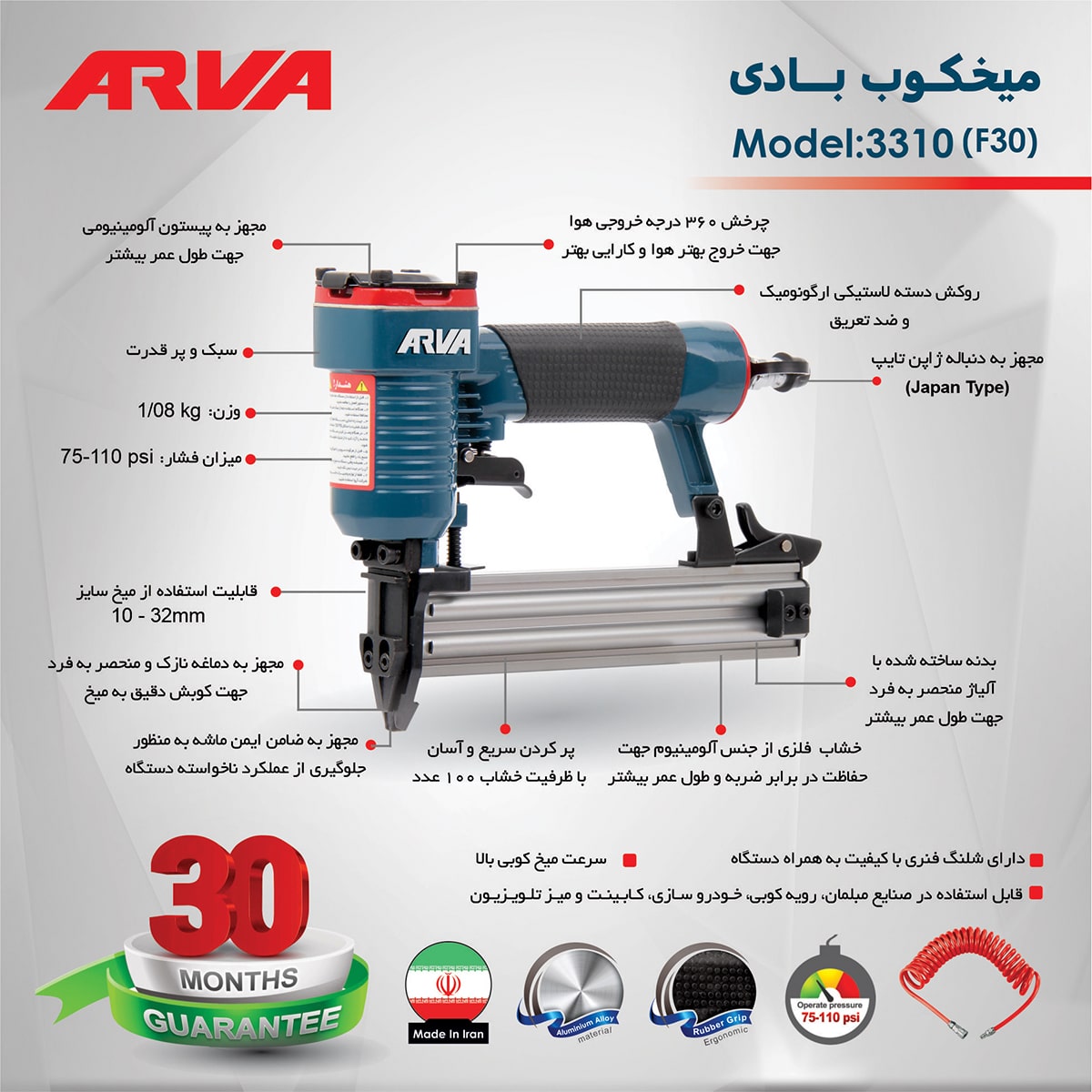 infographic-penumatic-nailer-f30-model-3310 arva-3310-5