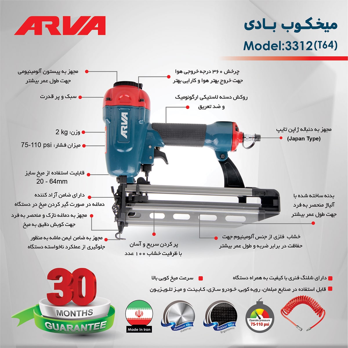 infographic-penumatic-nailer-t64-model-3312 arva-3312-4