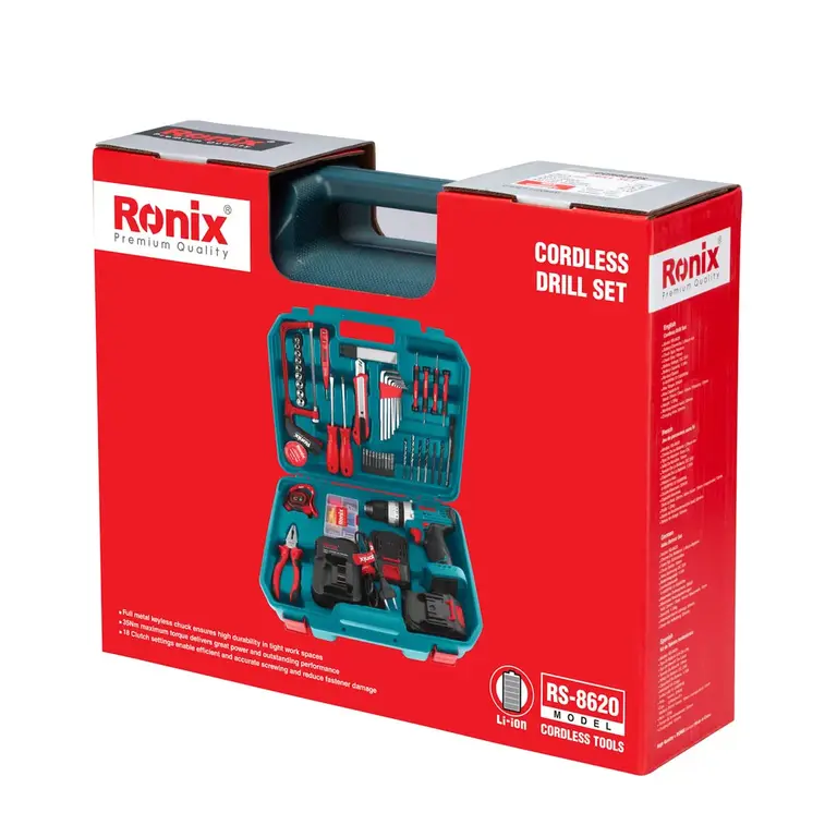 ست ترکیبی دریل شارژی رونیکس 20 ولت - 35 پارچه با ابزار مدل RS-8620 (20)